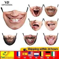 VIP FASHION Adult Kids Fashionable Cosplay Funny Face Mask Big mouth Pattern Washable Reusable masque  mascarilla Dropshipping
