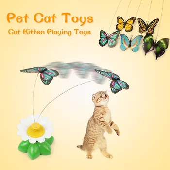

Newest Funny Pet Cat Toys Kitten Electric Rotating Butterfly Bird Play Toy Steel Wire Cat Teaser For Pet Kitten Toys