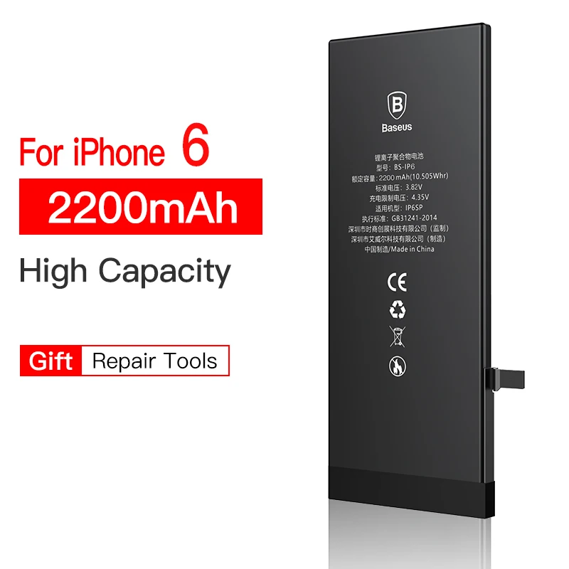 Аккумулятор для мобильного телефона Baseus для iPhone 8, 7, 6, 6s s Plus, 5, 5S, 5c, 7 plus, 6 plus, сменный аккумулятор для iPhone7, iPhone6 - Цвет: 2200mAh For iP 6