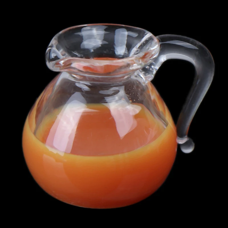 1/12 Dollhouse Miniature Accessories Mini Glass Fruit Juice Pot Simulation Kettle Model Toys for Doll House Decoration