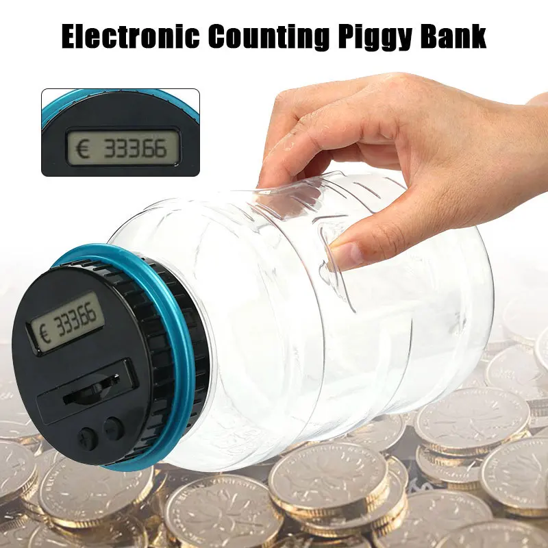 Counting Jar Digital Saving Box Economic Plastic EURO LCD Deposit Gift Coin Counter Money Toy Bank Electronic Convenient