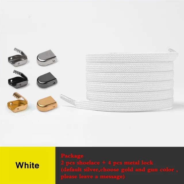 Elastic No Tie Shoe laces Flat Shoelaces Outdoor Leisure Sneaker Quick Safety Shoelace Kids Adult Lazy laces Shoe accessories white