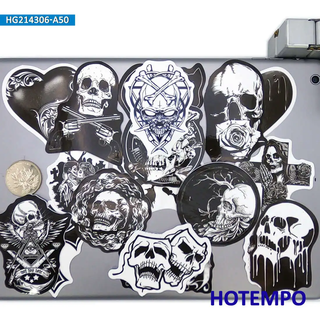 50 Stück, Gothic Art Aufkleber, Dämon, Schädel, Hexe, Totem, Magie, Lustige Aufkleber, für Telefon, Laptop, Gepäck, Gitarre, Fahrrad, Motorrad, Auto, Helme, Aufkleber Spielzeug – Detail 9