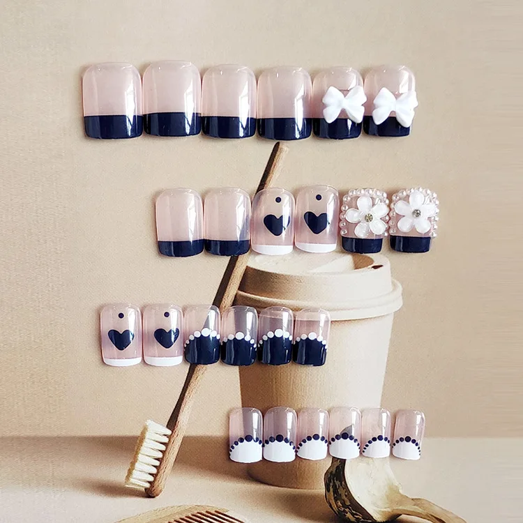 Short Round Fake Nails Star Clouds Press On False Nail Tips with Designs Set Bow French Nail Art Decoration Manicure Tools Short Round Fake Nails Star Clouds Press On False Nail Tips with Designs Set Bow French Nail Art Decoration Manicure Tools