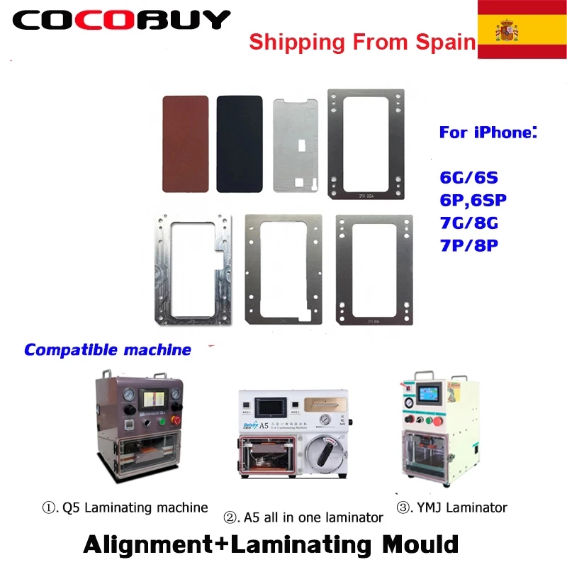 

Novecel LCD Alignment laminating mold for iPhone 6 6S 7 8+ 7P 8P Lcd Position OCA Glass Mould for YMJ Novecel Laminating Machine