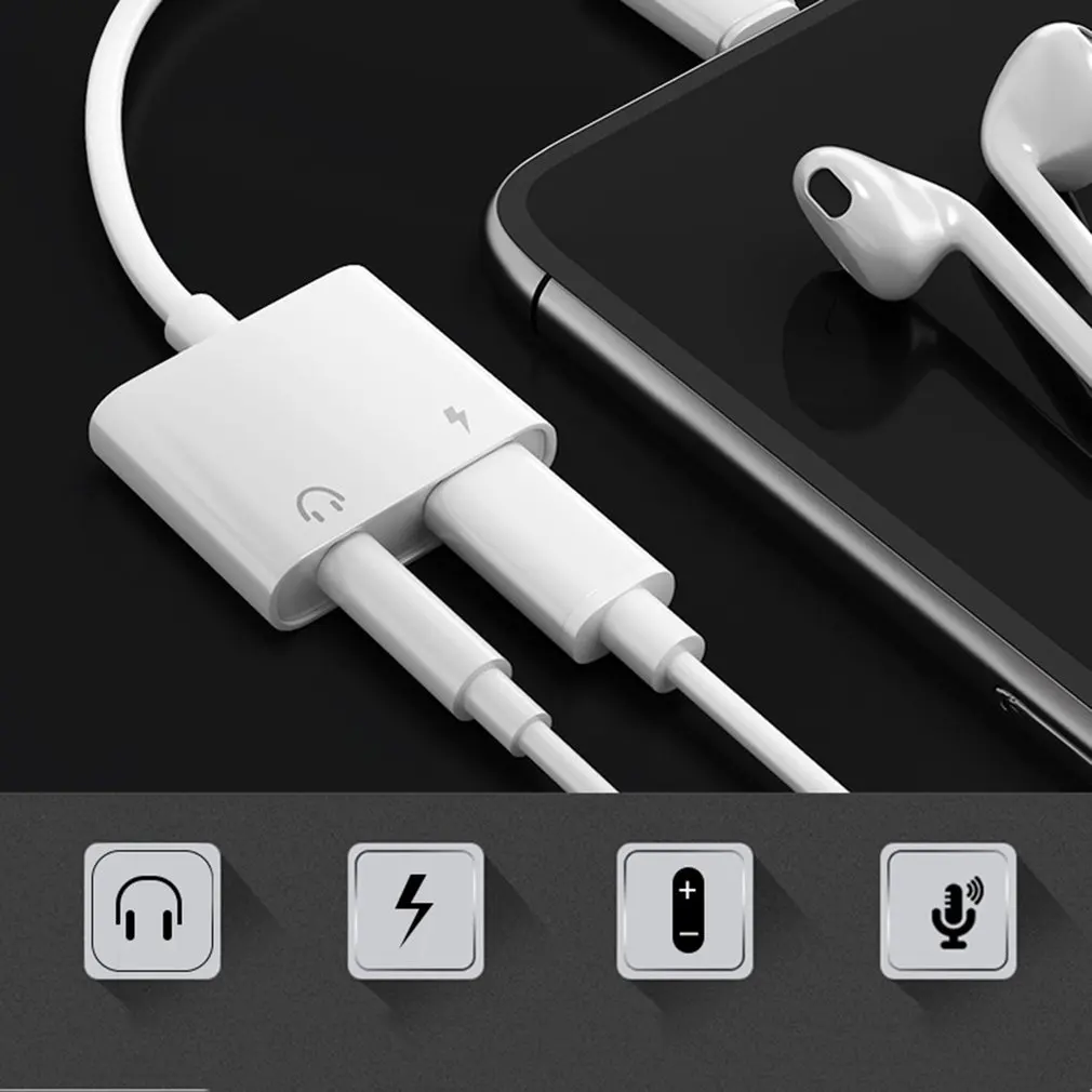 Адаптер светильник адаптер для наушников аудио кабель для iPhone7/8/X зарядка два в одном двойной провод управления 3,5 мм разъем