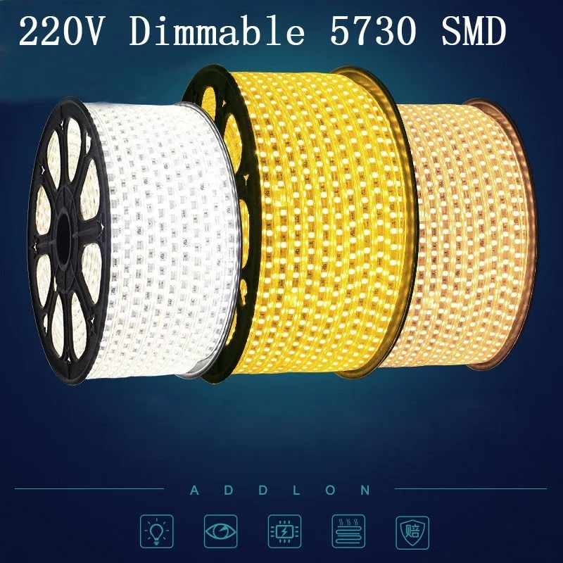 buy 220V 120leds m Flexible LED Strip 5630 SMD Dimmable Natual White Ribbon Light Led Tape Waterproof Garden, 100m Lot High Quality