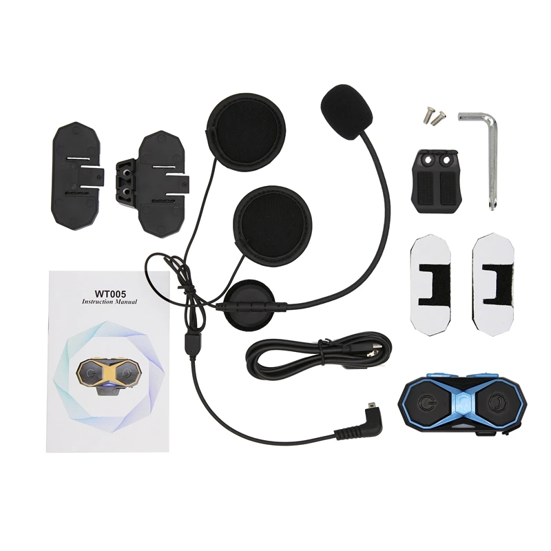 Мотоциклетный шлем Bluetooth гарнитура Водонепроницаемый 1000 м беспроводной Bluetooth 3,0+ EDR WithA2DP, AVRCP и FM Музыкальный Интерком интерфон - Цвет: Blue