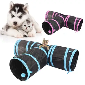 

4 Holes Cat Tunnel Cat Toy Funny Play Tubes Balls Collapsible Crinkle Kitten Toys Puppy Rabbit Play Tunnel Pet Supplies
