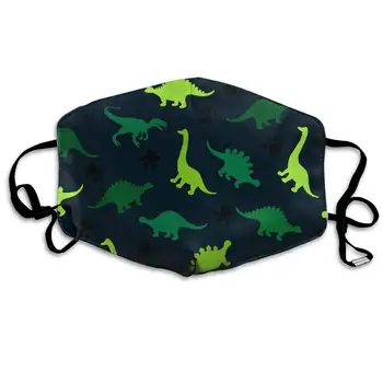 

Garde Art Studio Reusable Face Masks, Green Camo Dinosaurs On The Abstract Black Healthy Durable Polyester Half Face Masks,