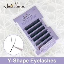 NATUHANA, высокое качество, y-образный объем, искусственная норка, наращивание ресниц, натуральные, мягкие, индивидуальные, легко прививают, плотные ресницы