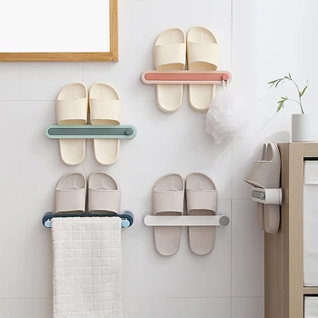 

4PCS Wall Mounted Shoe Holder Space Saving Wall Shoe Rack With Sticker Panel Bathroom Towel Storage Holder Home Supplies