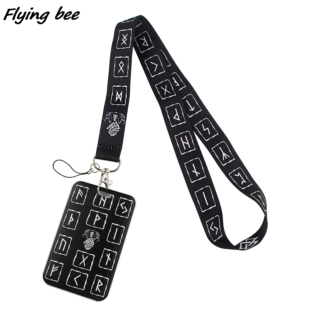 

Flyingbee X1389 Cool Viking Rune Painting Art Key Chain Lanyard Neck Strap For Phone Keys ID Card Creative Lanyards Card Holder