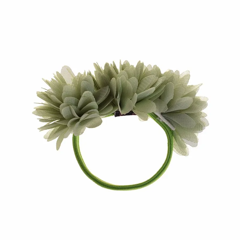 Green 1 шт., модные аксессуары для волос, многослойные эластичные резинки для волос с цветами, милые резинки для волос для девочек, держатель для конского хвоста, резинки для волос - Цвет: Green