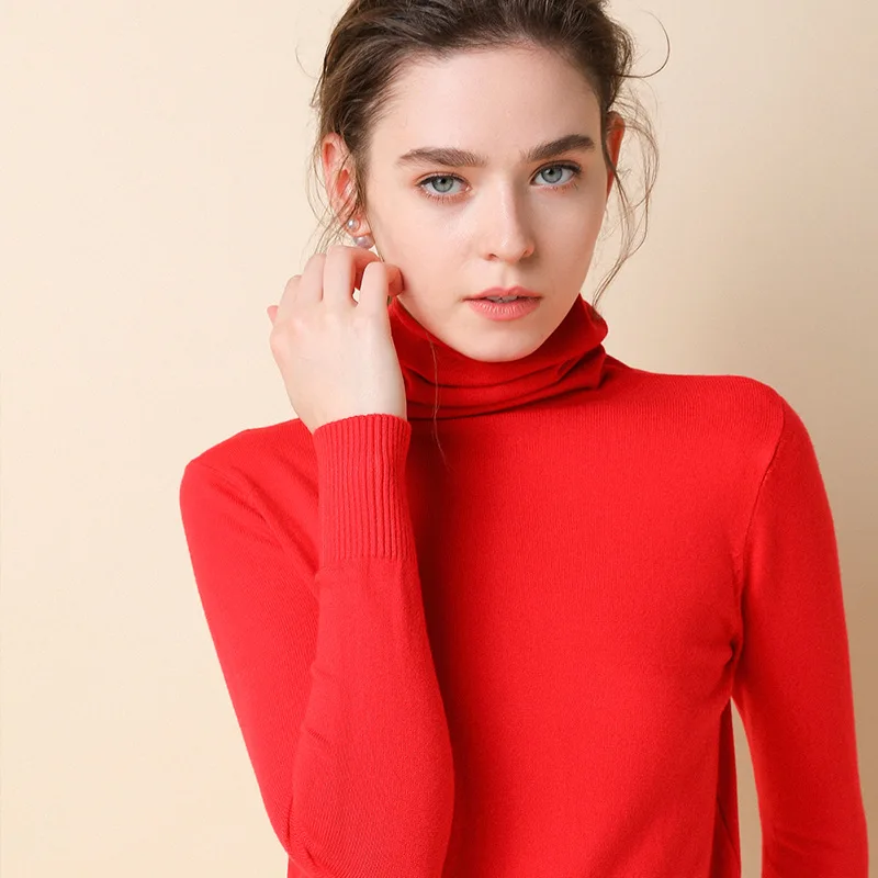 

Turtleneck Pullover Inside Bottoming Sweater Long-Sleeved Solid Color Sweater Female Autumn And Winter 2019 New Korean Versio L