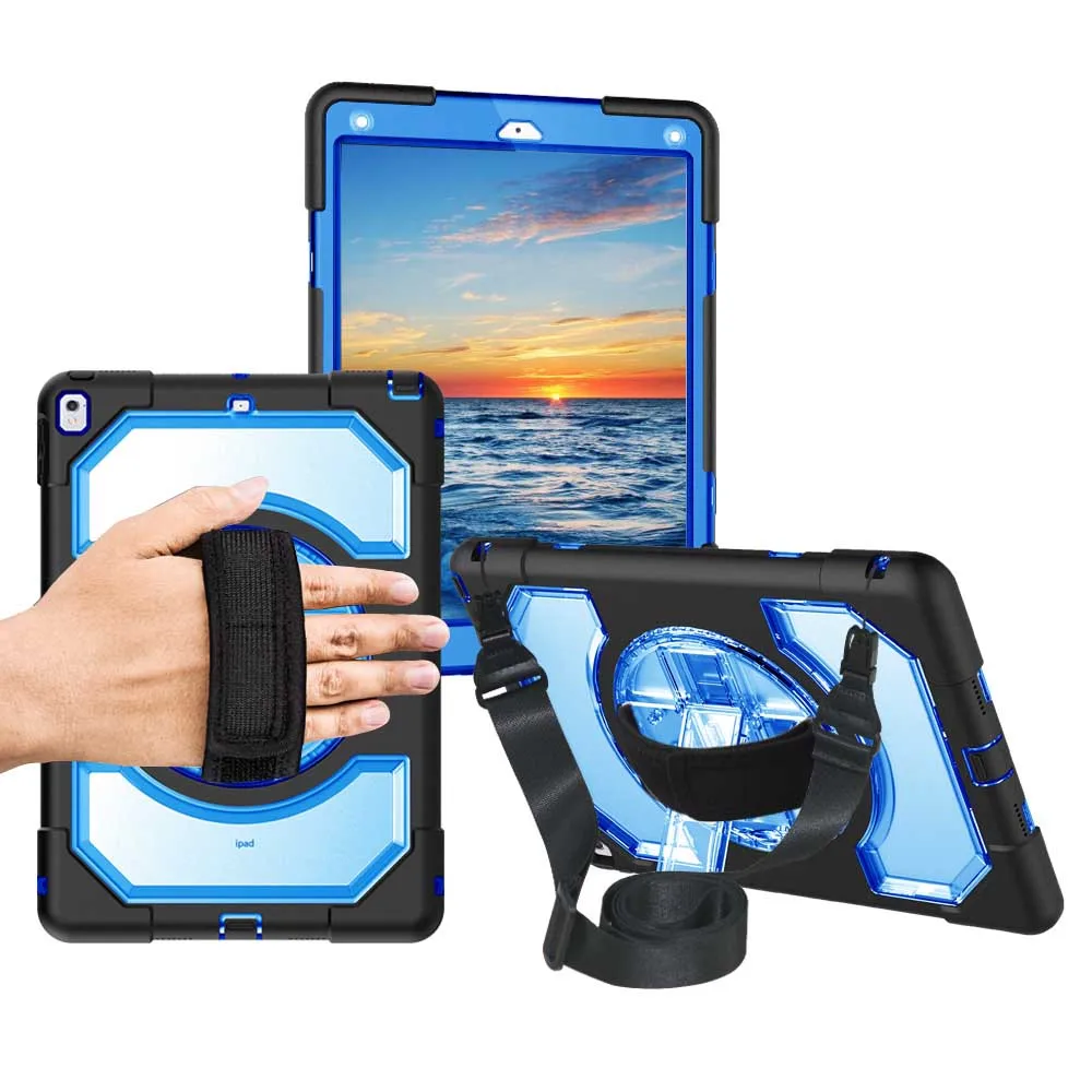 Blue with strap Для iPad чехол для планшета Pro 10,5 противоударный сверхпрочный защитный чехол с поворотом на 360 ручной ремешок для шеи и плеча FHL02 - Цвет: Blue with strap