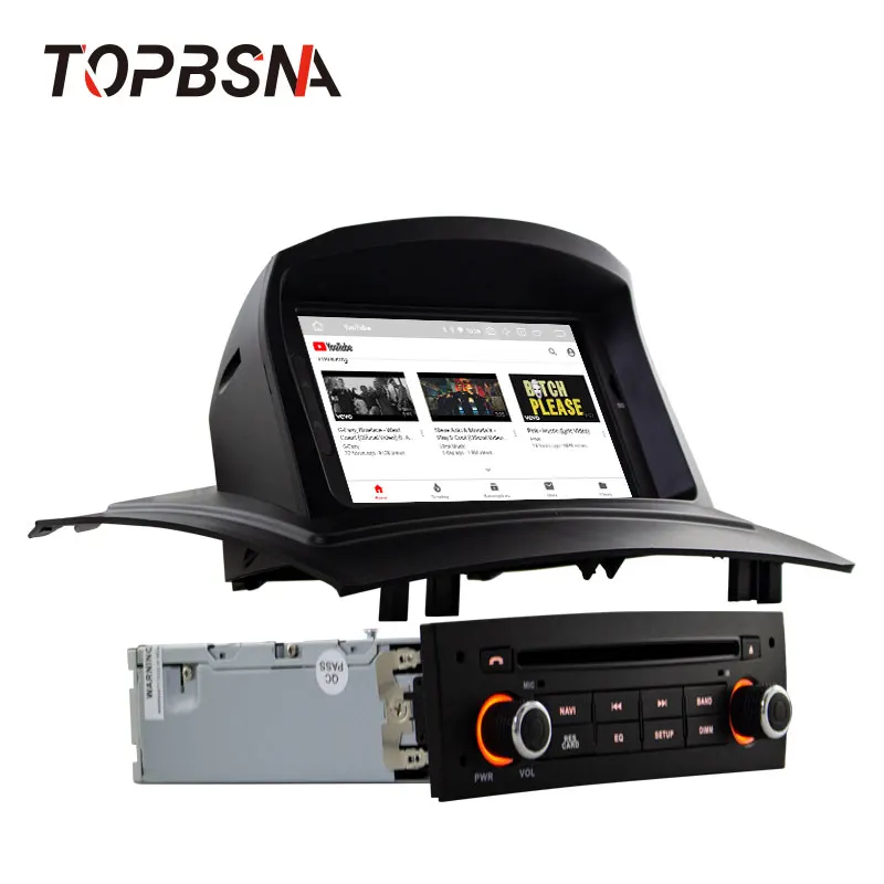 Best TOPBSNA 1 Din Android 9.0 Car DVD Player For Megane II 2002-2008 GPS Navi USB Mirror link Automotive AUX headunit WiFi Audio USB 3