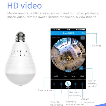 

Baby Monitor 360 Degree LED Light 960P Wireless Home wifi Security WiFi CCTV Network Automatic Tracking Fish Eye IP Camera Audio