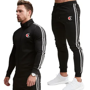 

Tracksuit Men 2020 new Autumn Sportswear hoodies Mens Hip Hop Set 2 piece Zipper Hooded Sweatshirt Jacket+Pants Suit