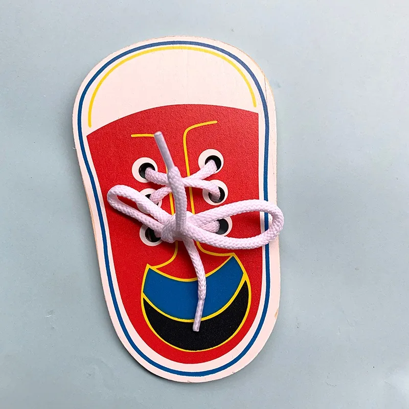 1 шт. детские деревянные игрушки развивающие монтессори обувь на шнуровке для