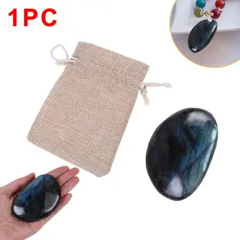 

Large Size Natural Stone Crystal Labradorite Palm Stone Crystal Healing Gemstone Worry Therapy Smooth Shape