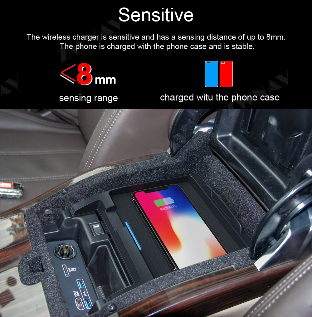 QI car Fast  wireleess charger for Range Rover Vogue 2014-2017 Intelligent Infrared Fast Wireless Charging Car Phone Holder