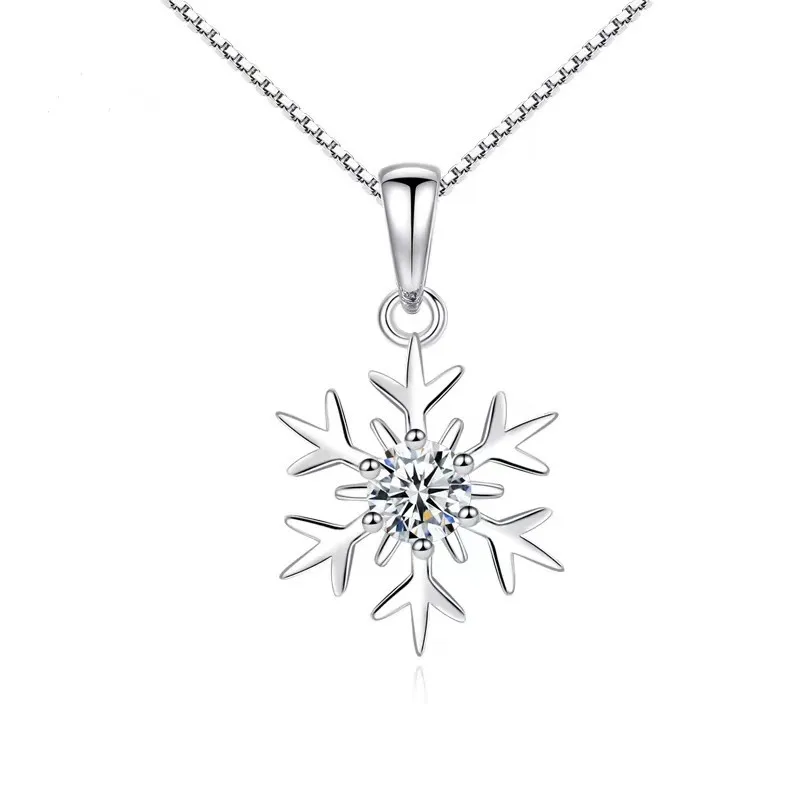 Настоящее серебро 925 Штамп 1 Ct снег форма кулон для женщин Colgante Plata De Ley 925 Mujer Свадебный Bizuteria топаз; драгоценный камень кулон кулоны gümüş серебряные украшения кольцо