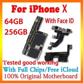 

Free Shipping Original Motherboard For iPhone X logic board With / Without Face ID with chips,64GB/ 256GB Factory Unlocked panel
