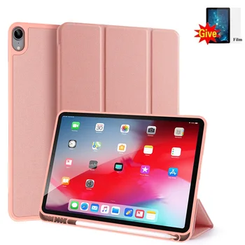 

Smart Cover for Apple iPad Air 10.8'' 2020 with Pencil Holder Flexible Soft TPU Back Cover Fundas Flip Tablet Case+ Soft Film