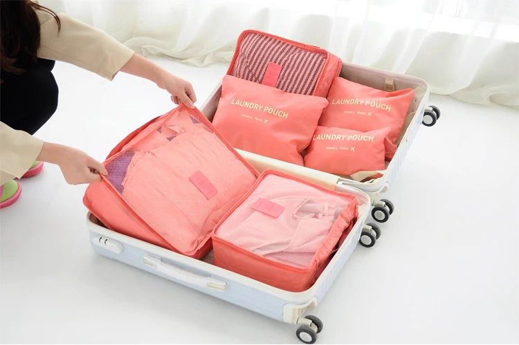 6 шт. сумка для хранения путешествий Набор Чехол для чемодана органайзер для путешествий сумка Упаковка для обуви сумка кубической формы одежда компрессионные пакеты для хранения