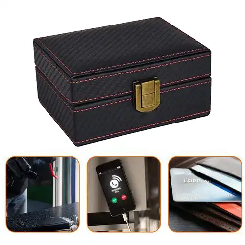 Keyless Entry Fob RFID Blocking Box Anti-Theft Faraday Cage,Key Storage Boxes,Safe Secure for Remote Smart Keys Faraday Box with a Blocker Pouch Large Car Key Signal Blocker Box