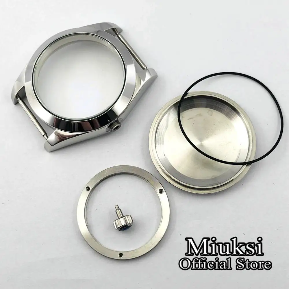 Miuksi 40 мм сапфировое стекло Серебро Сталь stainlessl чехол для часов fit ETA 2836, DG2813/3804, механизм Miyota 8215
