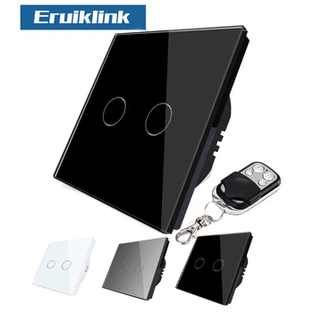 

Eruiklink Smart Home Light Switches RF433 Remote Control Wireless EU/UK Standard RF433 1/2/3-gang Wall light Touch Screen Switch