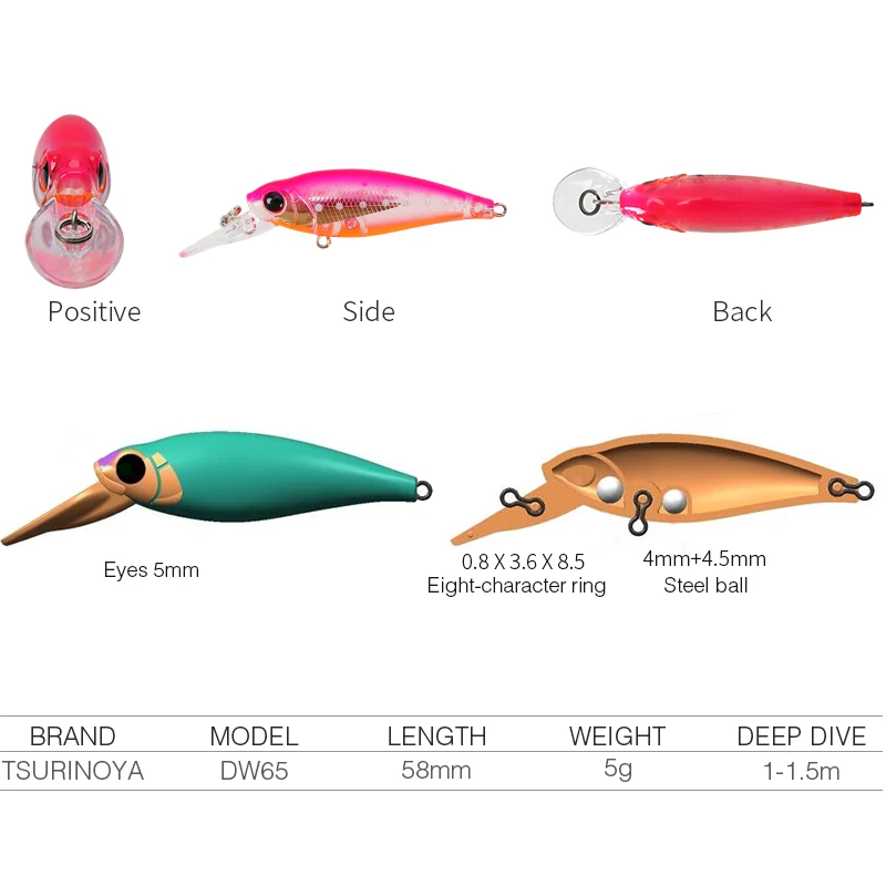 TSURINOYA для рыбалки приманки Minnow приманки DW65 5g 65 мм 8 штук жесткая наживка комплект воблеры воблера водный карандаш Swimbait