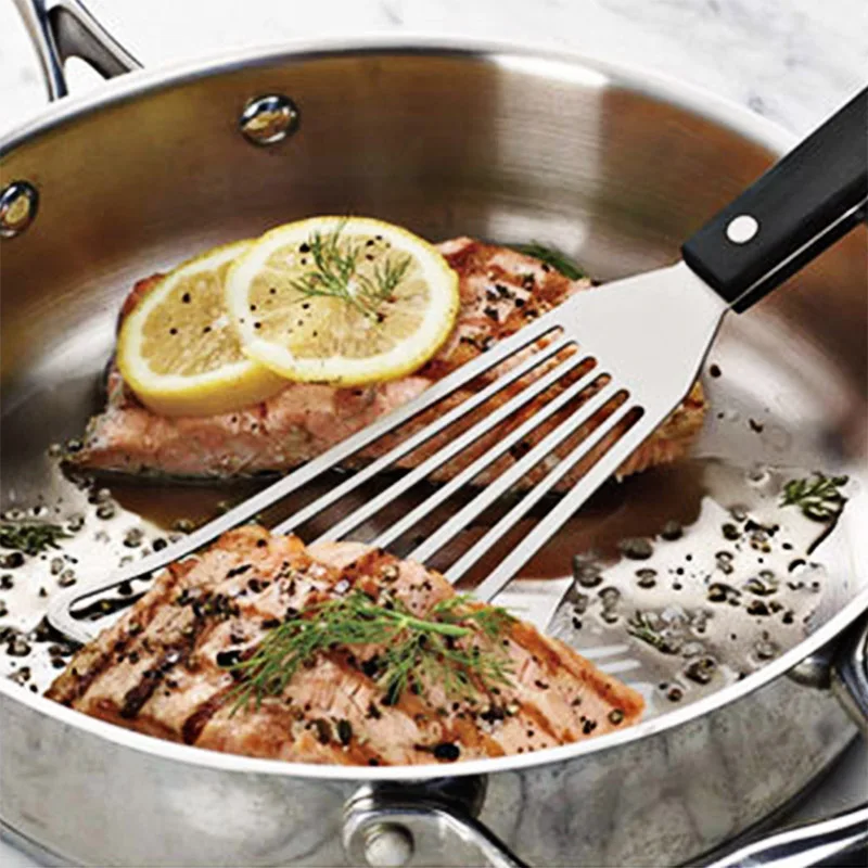 Новая Сковорода Из Нержавеющей Стали, металлическая кулинарная лопатка для рыбы лопатка для стейков, кухонные аксессуары, инструмент, легко очищенные турнеры безопасно для здоровья