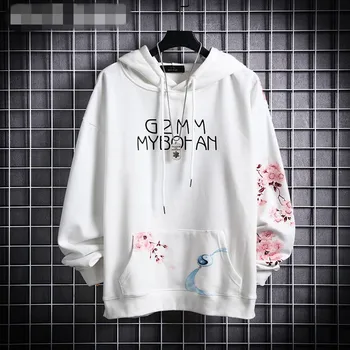 

2019 Dropshipping Chinese Style Flower Crane Printing Male Female Autumn Winter Hooded Sweatshirt Fashion Cotton Couple Hoodies