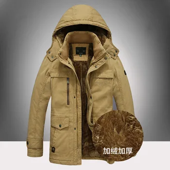 

New Winter Jacket Men Windbreaker Thick Warm Parka Men Hooded Collar Fleece Liner Parkas Plus 5XL Coat Men