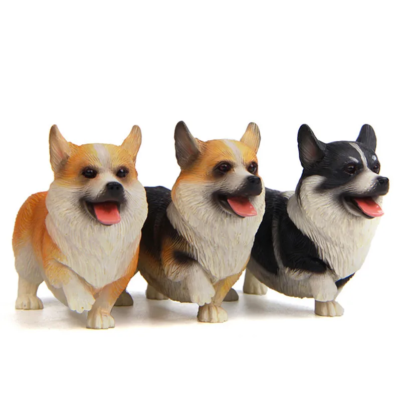 

1pc Standing Posture Welsh Corgi Model Toys Cartoon Cute Pet Dog Miniature Dog Figure In Action Figure Toys Model Crafts