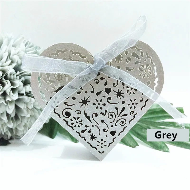 gray 25 шт./лот, подарочные коробки, конфетные любимые коробки для шоколада с лентой, Подарочная коробка, Свадебная Упаковка, принадлежности - Цвет: gray