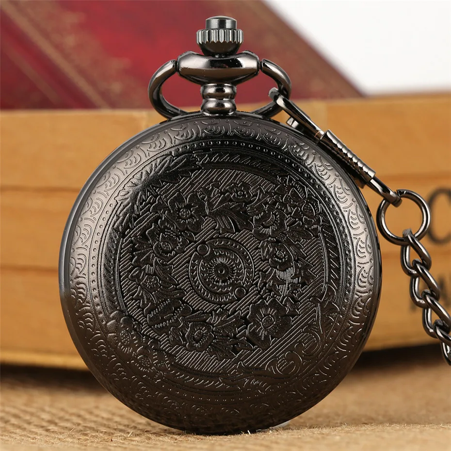 Мужские карманные часы золото/серебро/черный "для моего мужчины" резьба дизайн кварцевые круглые цифры дисплей висячая цепь кулон часы