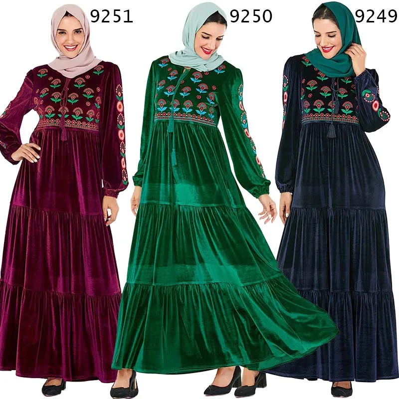 Элегантное мусульманское платье макси абайя хиджаб с вышивкой Vestidos кардиган-кимоно длинные халаты Jubah Ближний Восток Eid Рамадан исламский