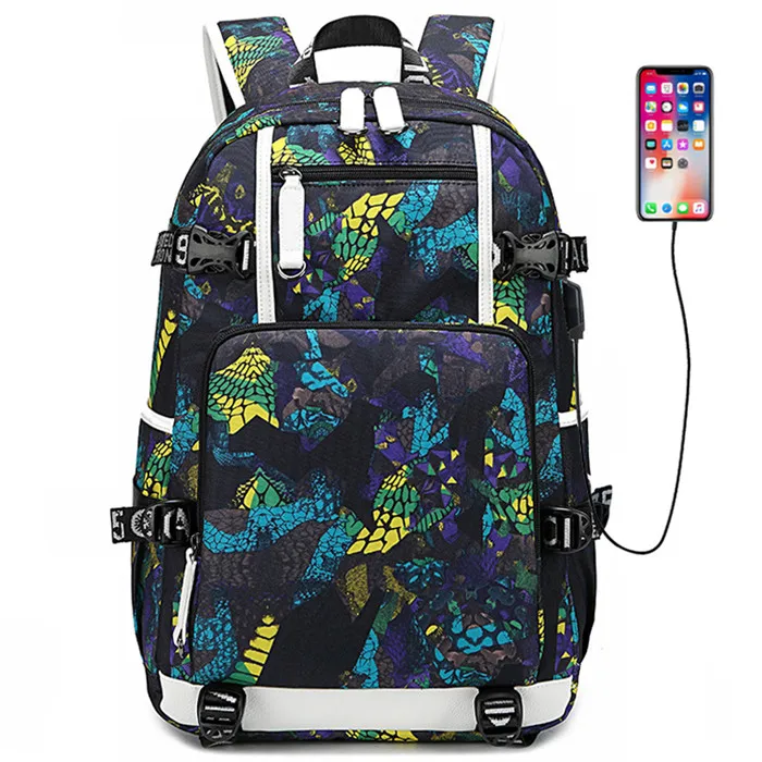 graffiti yellow Граффити Печать школьные ранцы для мальчиков подростков USB ноутбук рюкзаки Оксфорд водонепроницаемый дорожный рюкзак мужской рюкзак - Цвет: graffiti yellow