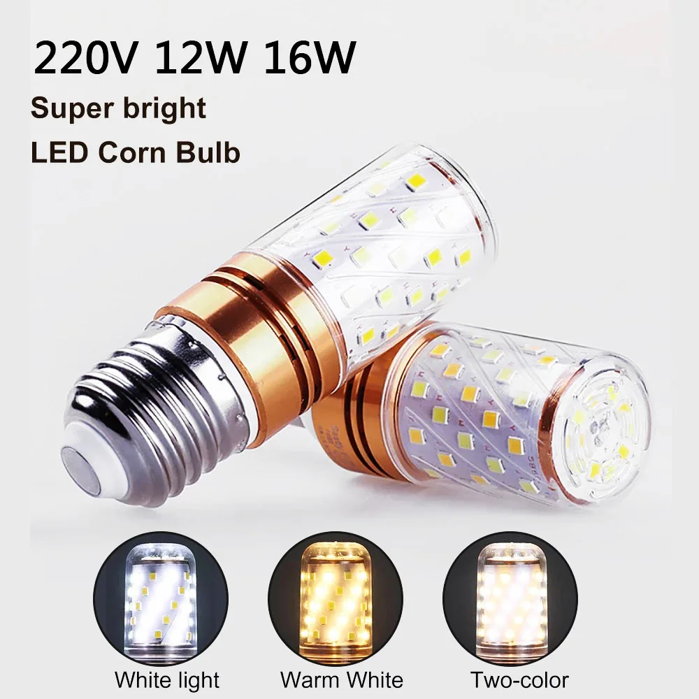 Светодиодный светильник кукурузы E27 E14 SMD 2835 без мерцания светодиодный 12 Вт 16 220 В