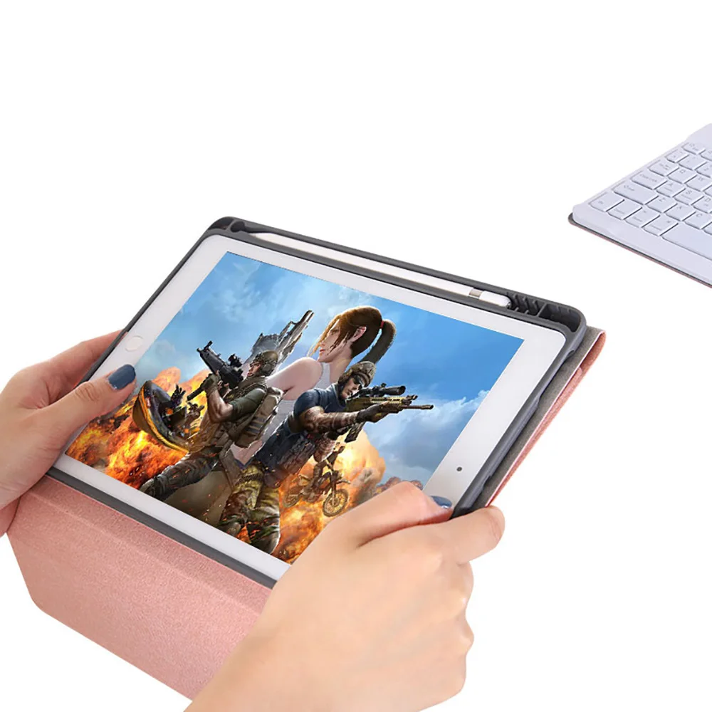 Для iPad 9,7 дюймов Bluetooth клавиатура 7 цветов с подсветкой чехол для планшета кожаный чехол для iPad Air 1 2 чехол с держателем ручки