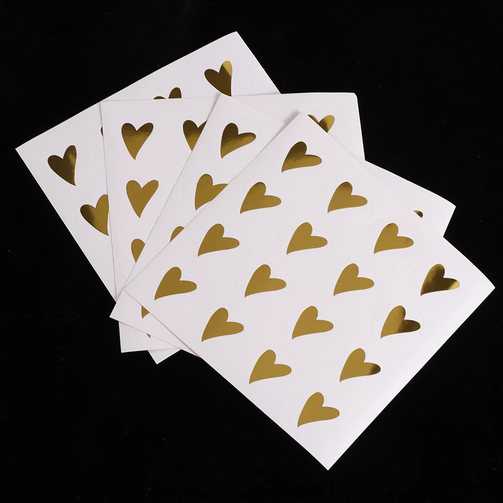80Pcs/5Sheets Bronzing Love Heart Sticker Gift Boxes Seal Label Adhesive Sealing Craft Festival Wedding Party Decor Supplies