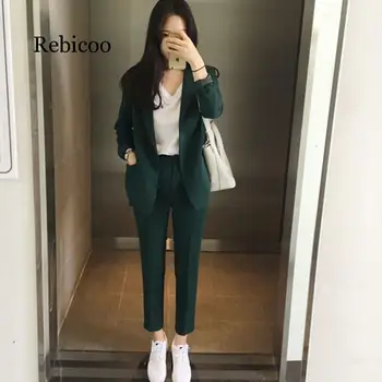 

Women's OL Style Fashion Black Suits Sets / Female Business Coats Solid Color Double Button Suits Jackets Blazers +Pants