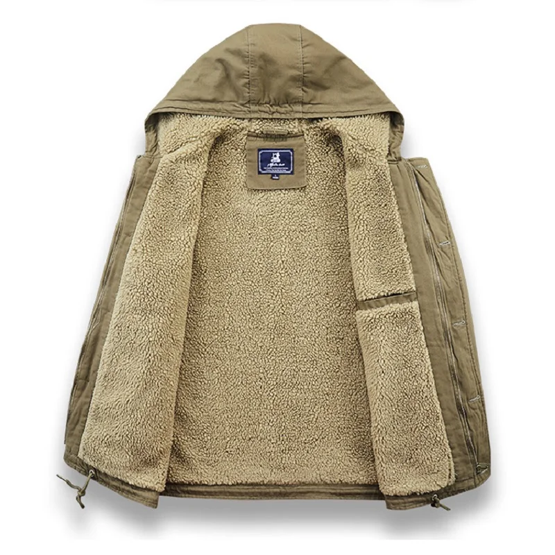 Fall/winter Padded Jacket Tooling Cotton-padded Jacket Men's Corduroy Lapel Pure Cotton Padded Jacket Casual Hooded Men Jacket