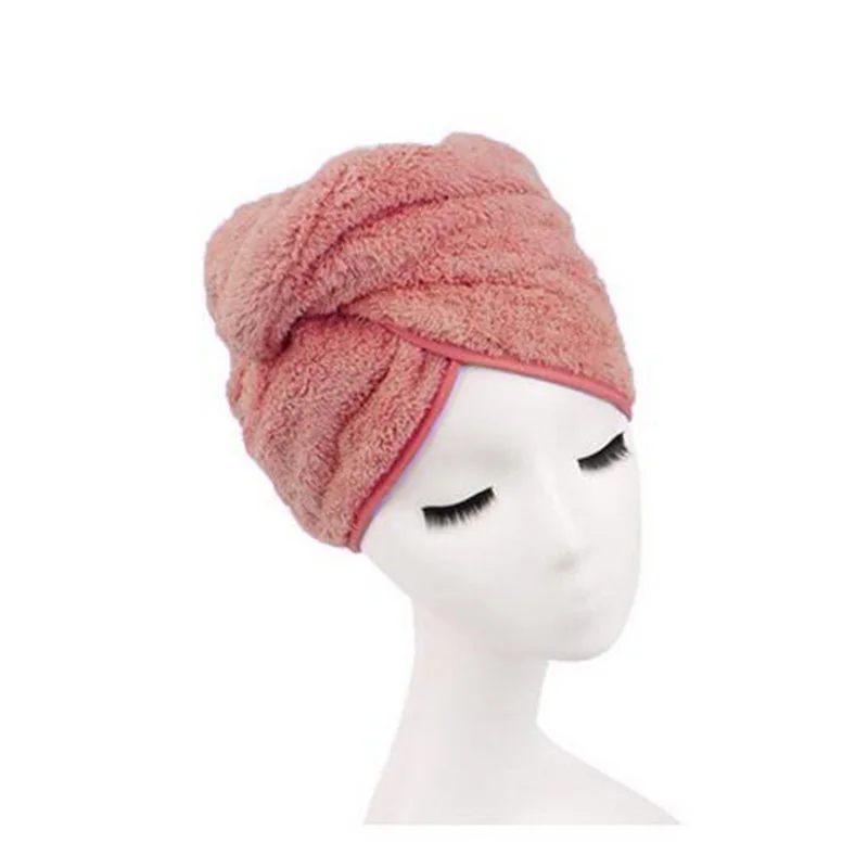 Женская шапочка для душа, полотенце для волос в ванной, супер впитывающее полотенце, тюрбан для сушки волос, шапка, головная повязка, быстросохнущая, 2b, одноцветная, LST - Цвет: 5