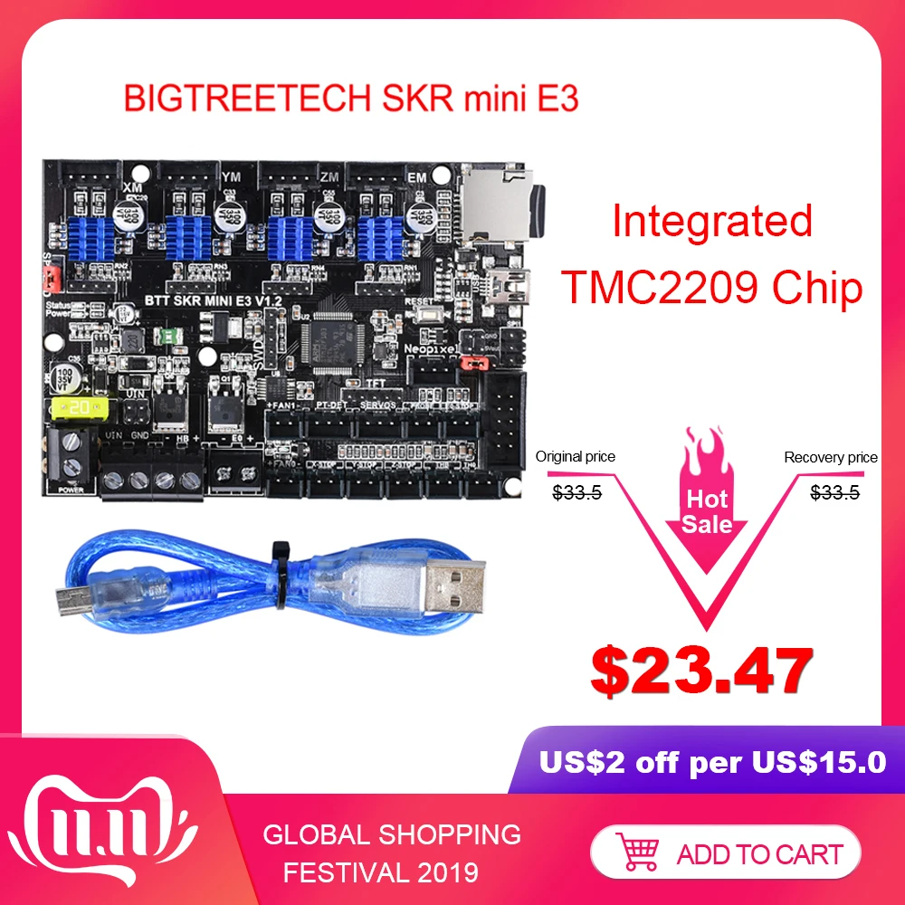 Preise BIGTREETECH SKR mini E3 V1.2 Control Board 32Bit Mit TMC2209 UART VS TMC2208 Für Ender 3 Pro 5 SKR v1.3 E3 DIP 3D Drucker Teile