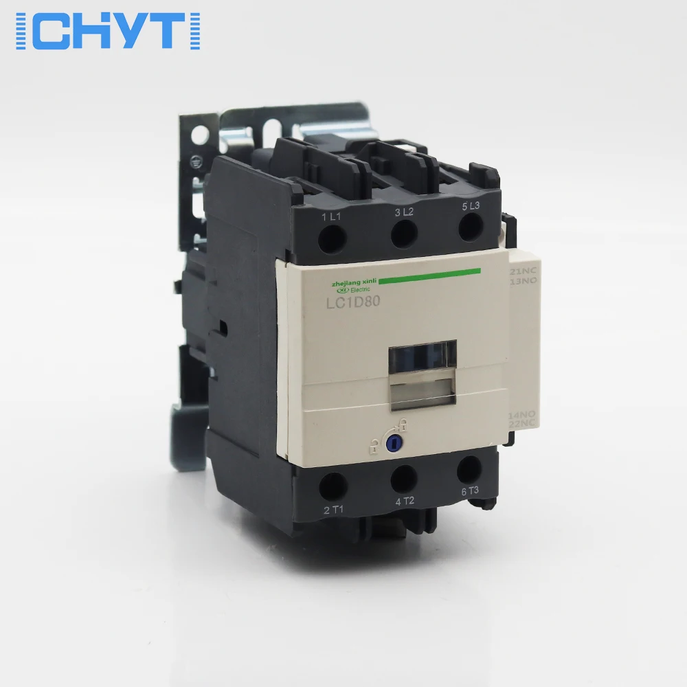 

CJX2-8011 LC1D80 AC Contactor 80A 3 Phase 3-Pole 380V 220V 50/60Hz Din Rail Mounted 3P 1NO+1NC Normal Open Normal Close